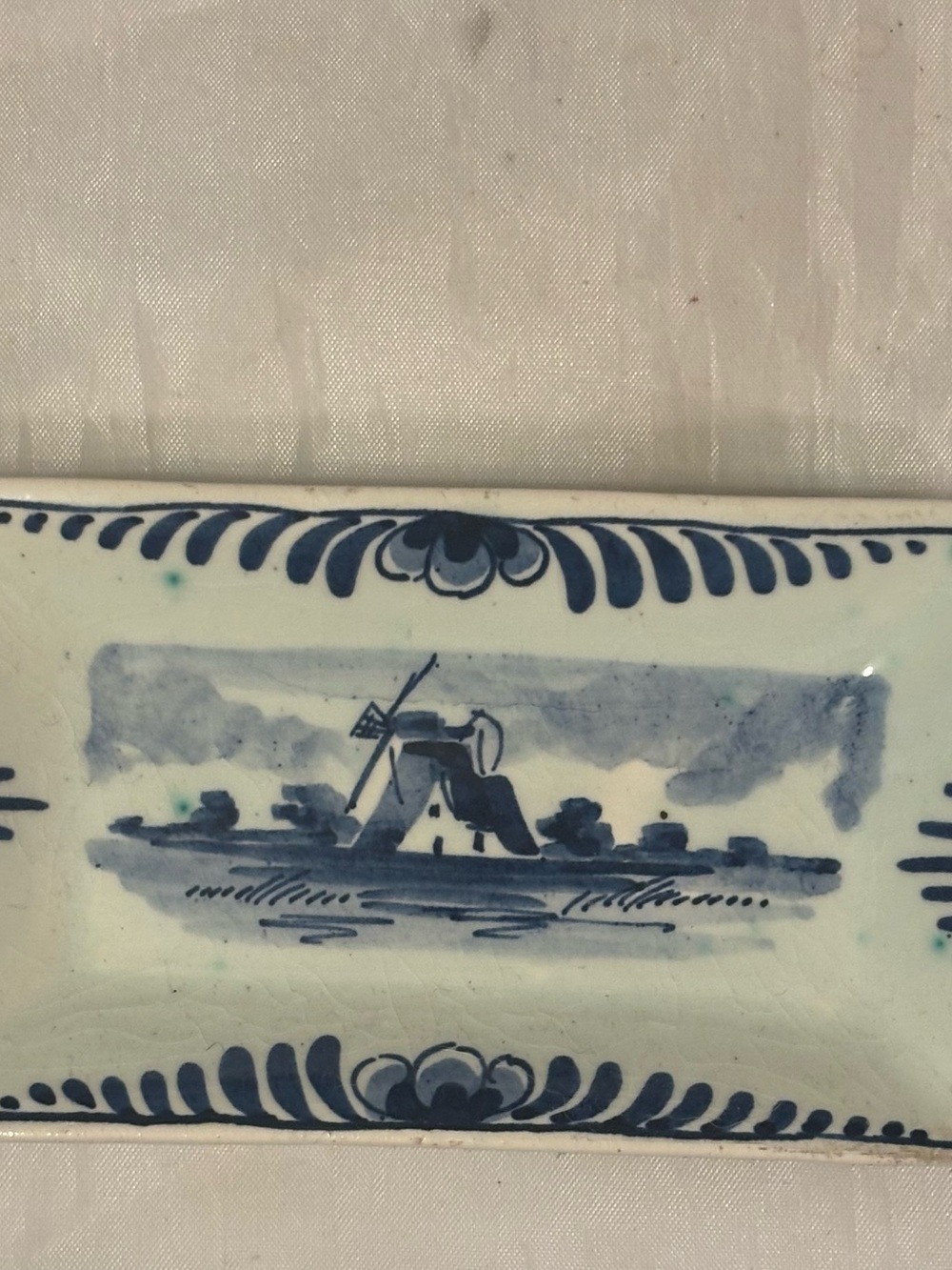 Vintage Blue and White Delft Decorative Ceramic Tray